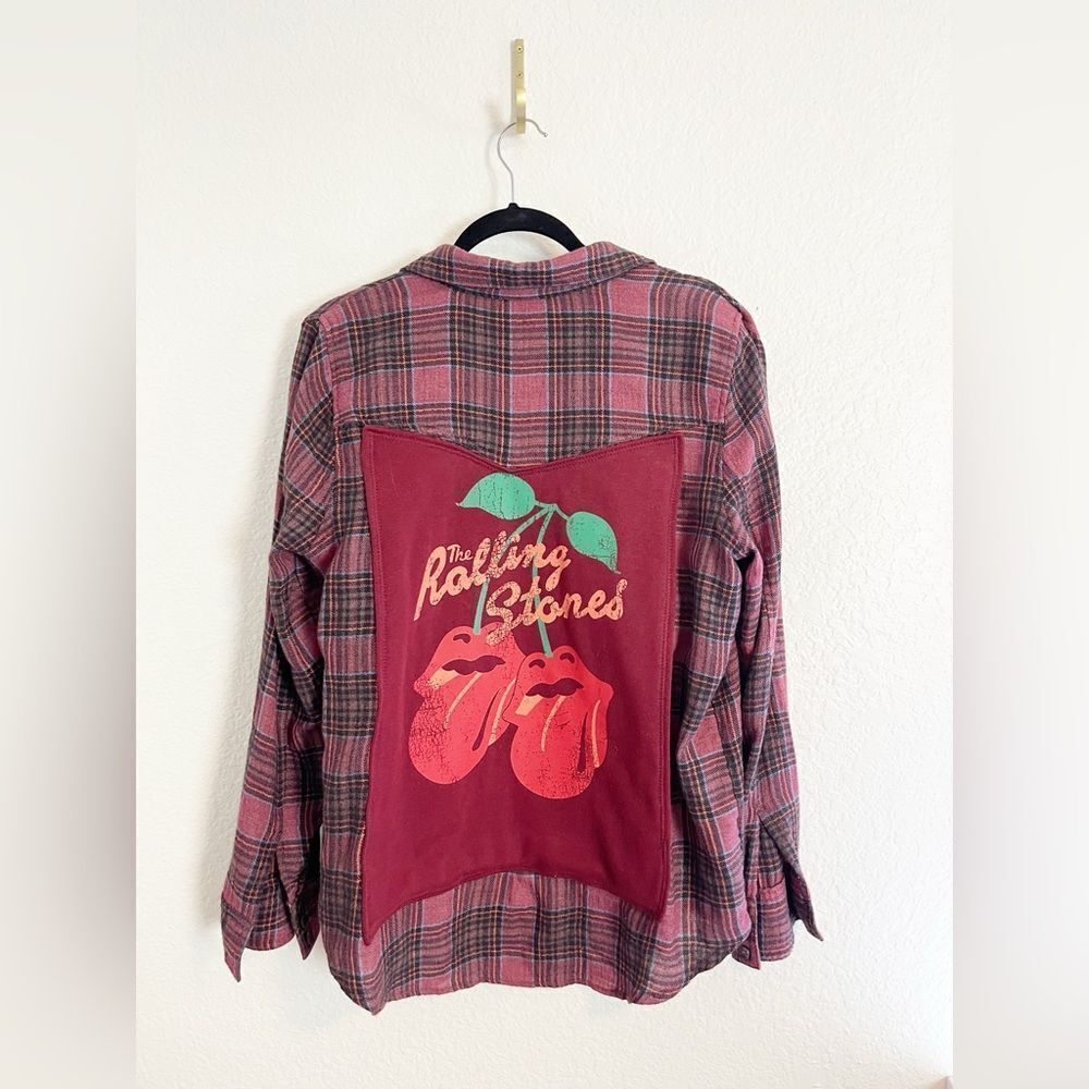 Up cycled flannel long sleeve shirts with your favorite bands! One of a kind! - Picture 4 of 11